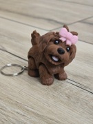 Słodki Brelok Piesek z Kokardką 3D - Brelok Druk3d fidget Keychain