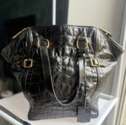 YSL Downtown Croc Skóra Naturalna Duża Torebka Vintage