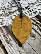 Ceramiczny wisior, naszyjnik liść, rękodzieło 