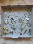 Biżuteria złom metalowa posrebrzana akrylowa.