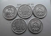 Zestaw monet 1 zł.  1989-90r 5 szt. mennicze.