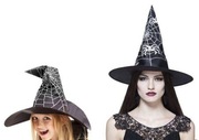 Kapelusze czarownicy wiedźmy sombrero na halloween w pająki