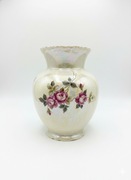 Porcelanowy wazon, waza, Iryzowany. Kwiaty. KAHLA. Sygnowana. Motyw róży.