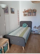 Łóżko Jysk 90x200 + materac wellpur + stelaż + mata ochronna