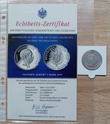 Sachsen Albert 2 Marki 1879 - REPLIKA   Ag 333/1000