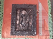 "jeleń, księżyc 90", miedziana płaskorzeźba, obrazek, relief, metal
