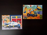 Puzzle dla dzieci. Pojazdy i zawody. 2 w 1