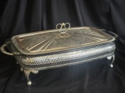 Naczynie do zapiekania szklane - Pyrex metalowy koszyk retro vintage prl