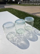 Unikat! Zestaw 3 słoików typu Weck – Ankerglas Rillenglas 1L