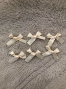 Spinki kokardki białe małe zestaw 6szt vintage