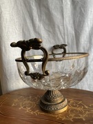 Duża patera ze szkła i mosiądzu 