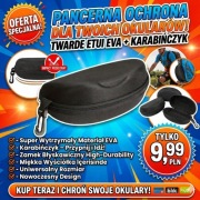 Etui na Okulary Twarde Czarne Pokrowiec Futerał z Karabińczykiem EVA