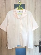 Pudrowy róż koszula vintage na krótki rękaw rozmiar 46