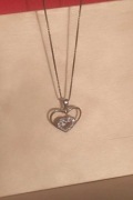 Łańcuszek wisiorek serce srebro 925 zestaw cyrkonia 