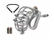 Stalowy pas cnoty z Wkręcanymi Kolcami Chastity Dilator + Pasek oring 45mm