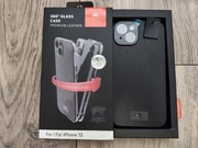 Czarne skórzane ochronę etui 360 z szkłem do iPhona 13