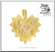 Złota zawieszka serduszko z cyrkoniami  złote serce LOVE