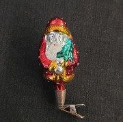 Bombka choinkowa mikołaj na klipsie vintage ozdoby na choinkę retro prl