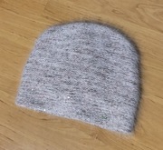 Czapka z angory różowa ciepła podwójna