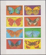 Znaczki w miniaturze arkusza Fauna Motyle 1979  z Gwinea Równikowa