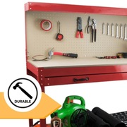 Stół Warsztatowy 115x55 cm z Szufladą i 12 Hakami, Stalowy