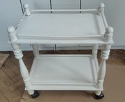 barek etażerka stolik na kółkach drewniany biały