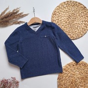 Sweter Reserved 104 bawełniany sweterek granatowy elegancki miękki sweterek