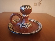 Świecznik ceramiczny ze zdobieniami
