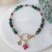 Unikat bransoletka kamienie srebro rubin zoisyt