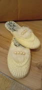 Kapcie papcie laczki handmade ręcznie robione koronka ecru  38/39