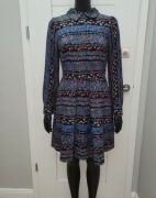 Sukienka w kwiaty Love Label S/ M niebieska kołnierzyk boho 