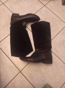 Kozaki oficerki czarne zamsz i skóra do kolan 40 