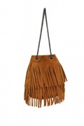 Torebka zamszowa z frędzlami – kolor brąz 