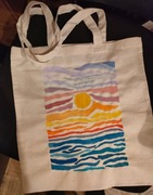 Eko torba ręcznie malowana torba materiałowa na zakupy shopper bag sun