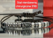 BRANSOLETKA RUNA ALGIZ MOCNY SZNUREK STAL SZLACHETNA 316L WIKINGÓW WYMIAR 