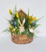 Stroik Wielkanocny z Zajączkiem Dekoracja Wielkanoc Handmade Wiosna