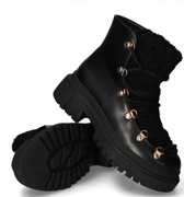 Czarne śniegowce damskie wrapery trapery botki 40