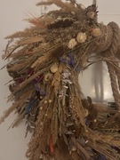 Wianek w stylu rustykalny rękodzieło rośliny naturalne