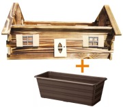 Drewniana skrzynka Doniczka + wkład Donica zewnętrzna EKO 47 cm Domek