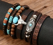 Zestaw 6 bransoletek męskich w stylu vintage