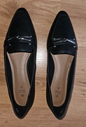 Nowe Czarne loafersy na płaskiej podeszwie, r. 38