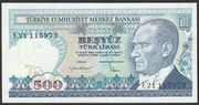 Turcja 500 lirasi 1970 - Ataturk - stan bankowy UNC 