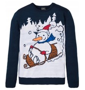 RAINBOW duży Świąteczny sweter zabawny Bałwanek XL