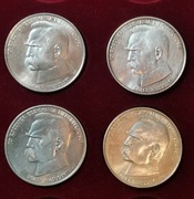 Zestaw 4 srebrnych monet PRL 50 000 J. Piłsudski