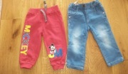2x spodnie spodenki rozm.80