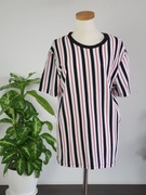 koszulka bawełniana T-shirt zara w paski biała biało czarna M 38