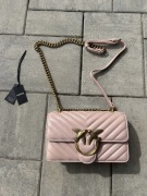 Pinko skórzana torebka damska na ramię Love One Mini Pink