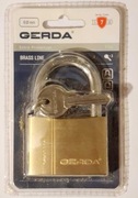 Kłódka mosiężna GERDA BRASS LINE 60mm - NOWA - pałąkowa