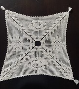 ECRU SERWETA SZYDEŁKOWA RĘCZNA ROBÓTKA +FRĘDZLE