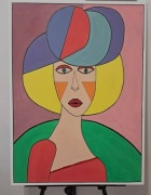 Obraz akrylowy 78x58 " Dama w kapeluszu" - Kubizm